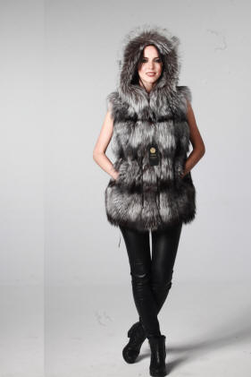 Kamizelka futro z lisów srebrnych