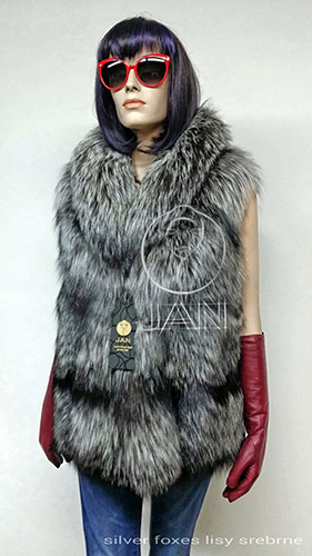 Kamizelka futro lisy srebrne